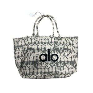 NWT ALO Yoga Gray Tie-Dye Canvas Cotton Large Tote Bag For Travel & Gym Carry-On